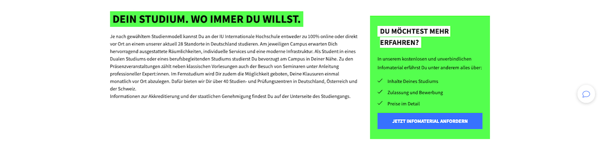 IU Internationale Hochschule - neue Dachmarken-Website