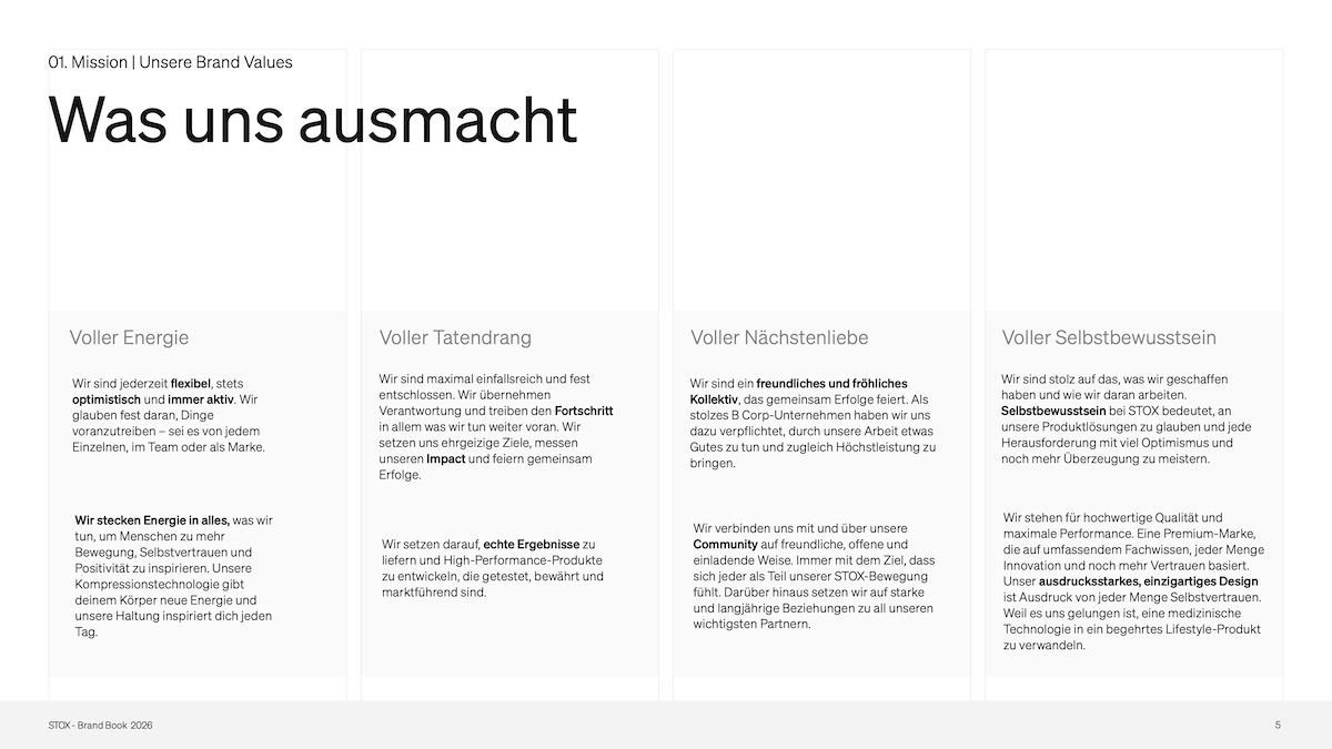 STOX energy socks - Brandbook / Lokalisation